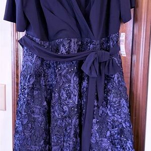 Alex Evenings Navy Midi Dress